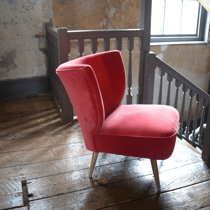 Alpana Coral Red Velvet Cocktail Chair