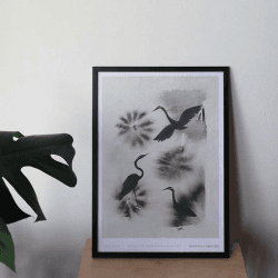 Image showing the Three Birds Recycled Paper Print, A2, Grey product.