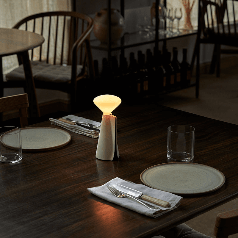 Mantle Portable Lamp with R80 LED Bulb, Stone White
