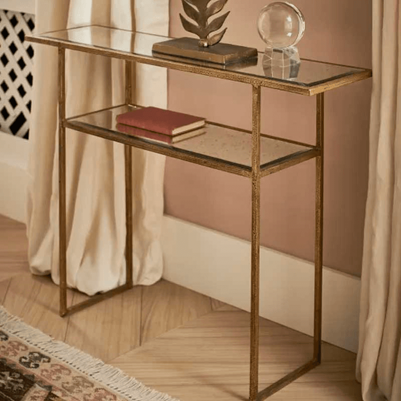 Merle Console table, W100 x D27 x H80cm, Antiqued Glass