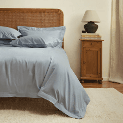 Image showing the The Edged 300 Thread Count Oxford Border Pair of Pillowcases, Standard, Nordic Sky product.