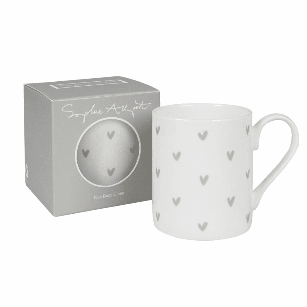Grey Hearts Mug, 275ml