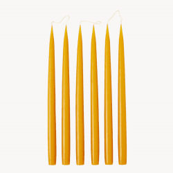 Image showing the Set of 6 Tapered Dinner Candles, H35cm, Honey product.