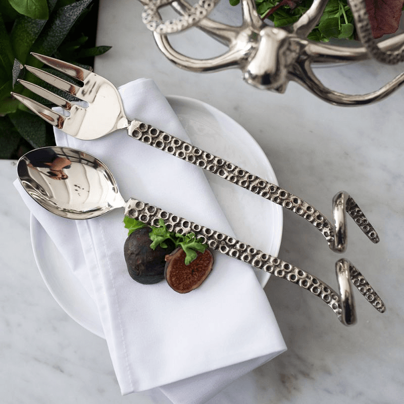 Octopus Salad Servers, 32cm, Silver