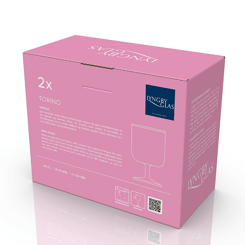 Torino Set of 2 Wine Glasses, 300ml, Pink and Green