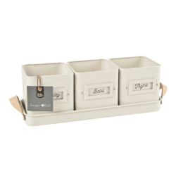 Image showing the Enamelware Herb Pot, Set of 3, Stone, Cream product.