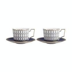 Image showing the Renaissance Gold Pair of cups & saucers, 220ml, white product.