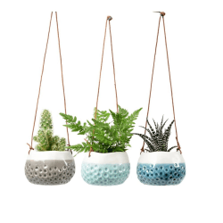 Image showing the Hanging Plant Pot, Set of 3, White/Grey/Green/Blue product.