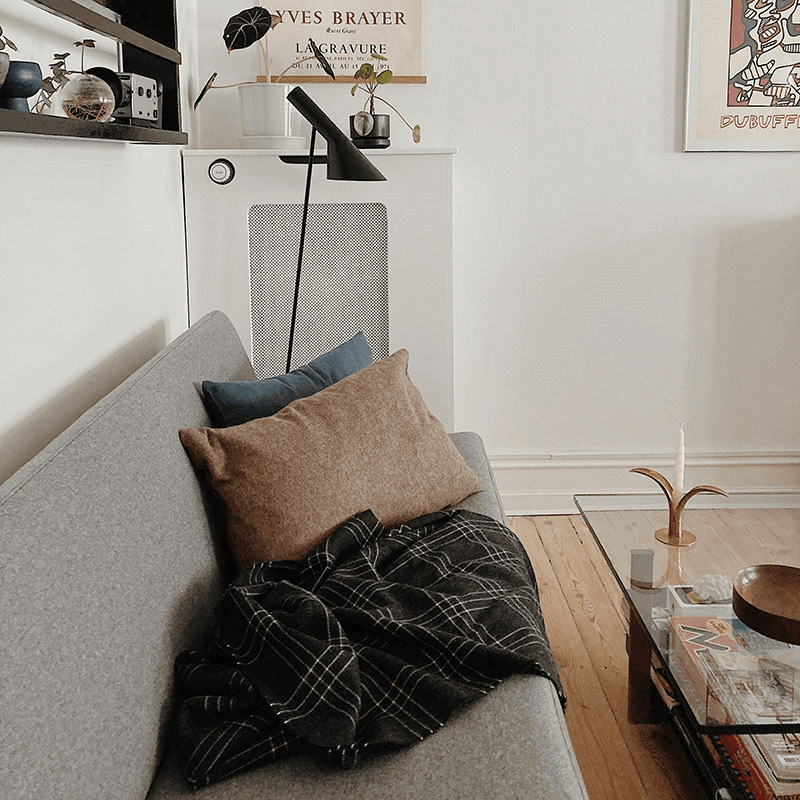 Superior Plaid Throw, H200cm x W130cm, Dark Grey/White