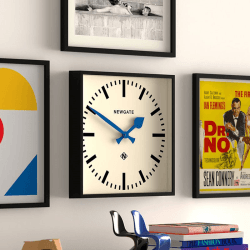 Image showing the Number Five Wall Clock with Blue Hands, 33.5cm, Black product.