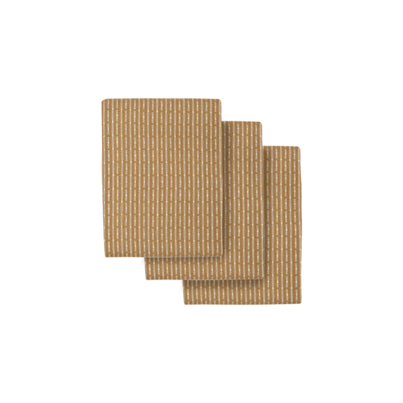 Piqué Set of 3 Kitchen Cloths, 18 x 35cm, Khaki Stone