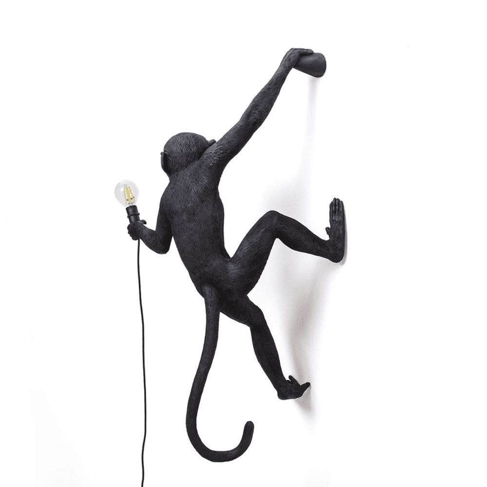 Monkey Right hand hanging lamp, H21 x W37cm, Black