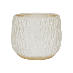 Image showing the Arles Leaf Embossed Planter, D22cm, White product.
