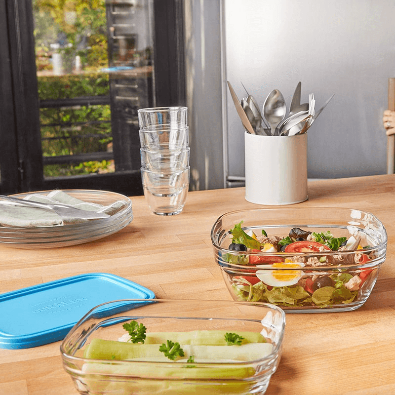 Freshbox Set of 3 Rectangular Food Containers with Lids, Clear