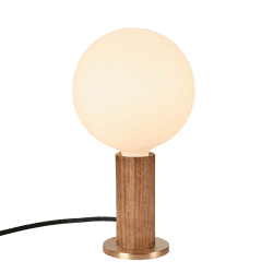 Image showing the Knuckle Pendant Table lamp with sphere bulb, H30 x D15cm, Walnut & Brass product.