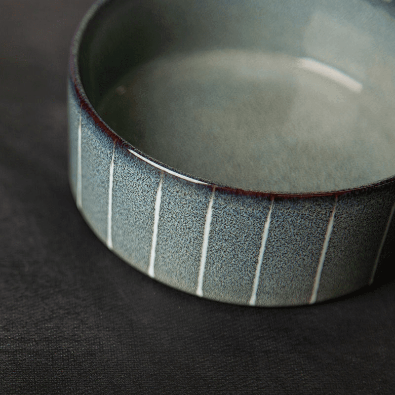 Reactive Glaze Dog Bowl, D15cm, Pinstripe