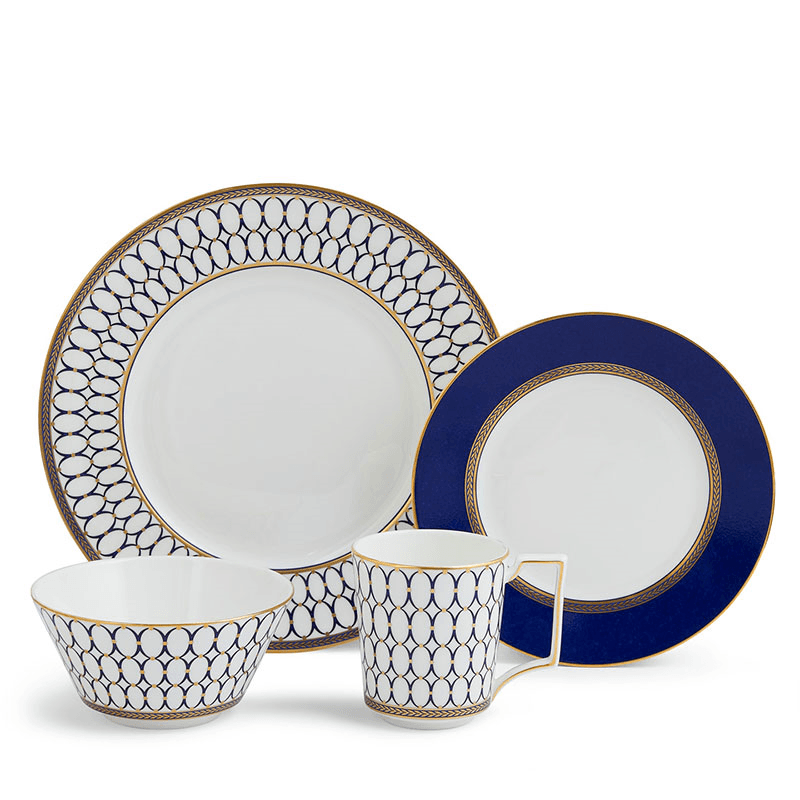 Renaissance Gold 4 piece dinnerware set, White