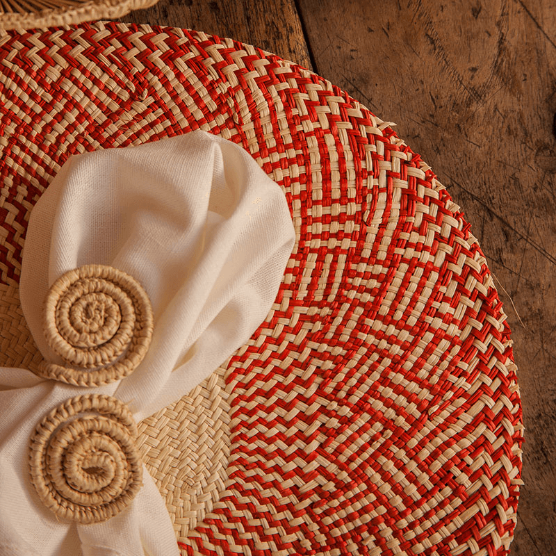 Nariño Set of 2 Woven Placemats, D39cm, Scarlet Red