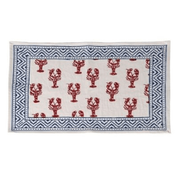 Placemat, Handblock Lobster, Set of 4