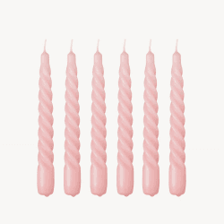 Image showing the Twist Set of 6 Dinner Candles, H20cm, Baby Pink product.