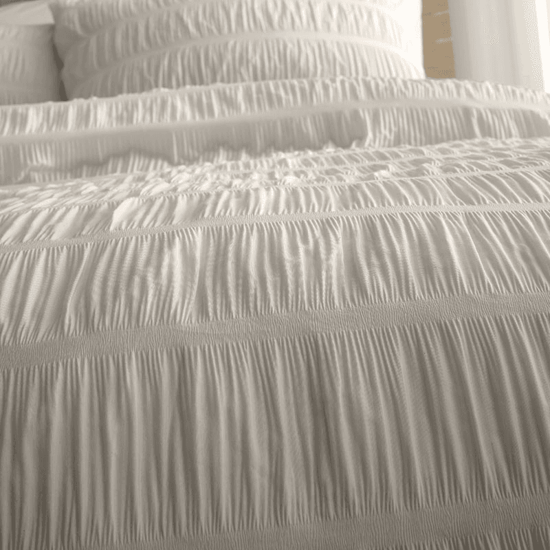 Seersucker Super King Duvet Set, Natural