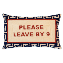 Image showing the Please Leave By 9 Cushion, 30cm x 50cm, White/Red product.