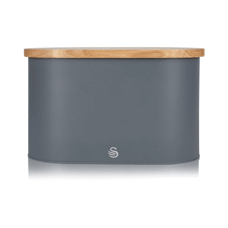 Nordic Oval Bread Bin w/Cutting Board Lid, Grey