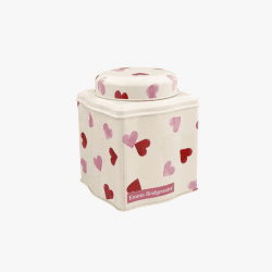 Image showing the Pink Hearts Dome Lid Wavy Caddy, 10cm x 10cm x 11cm product.