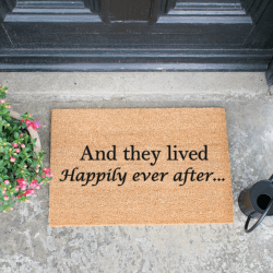Image showing the Happily Ever After Doormat, L60 x W40 x H1.5cm, Black/Brown product.