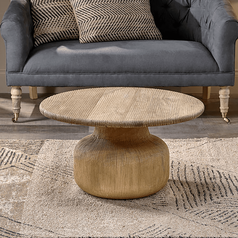 Vivan Grooved Wood Coffee Table, Natural