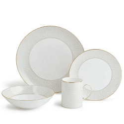 Image showing the Gio Gold 4 piece dinnerware set, Gold/White product.
