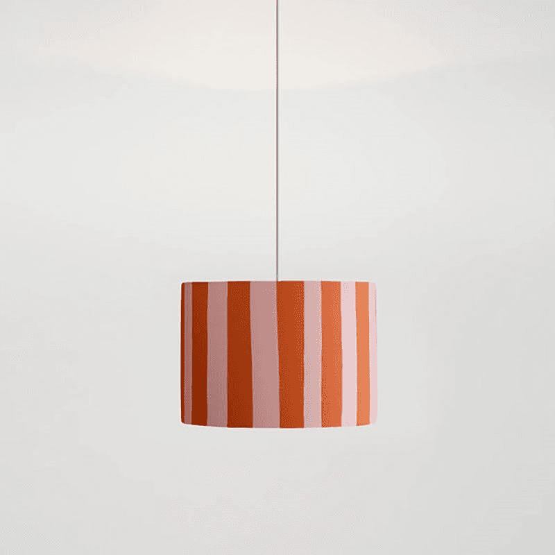 Stripe Drum Shade, 35cm, Pink & Orange
