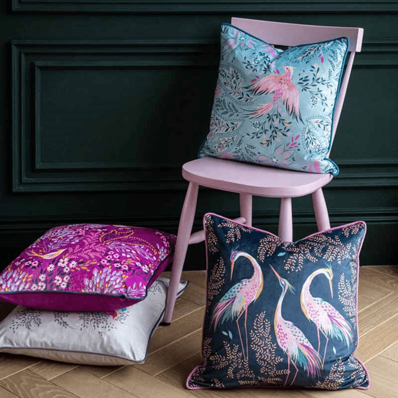 Dancing Cranes Cushion, 50 x 50cm, Midnight