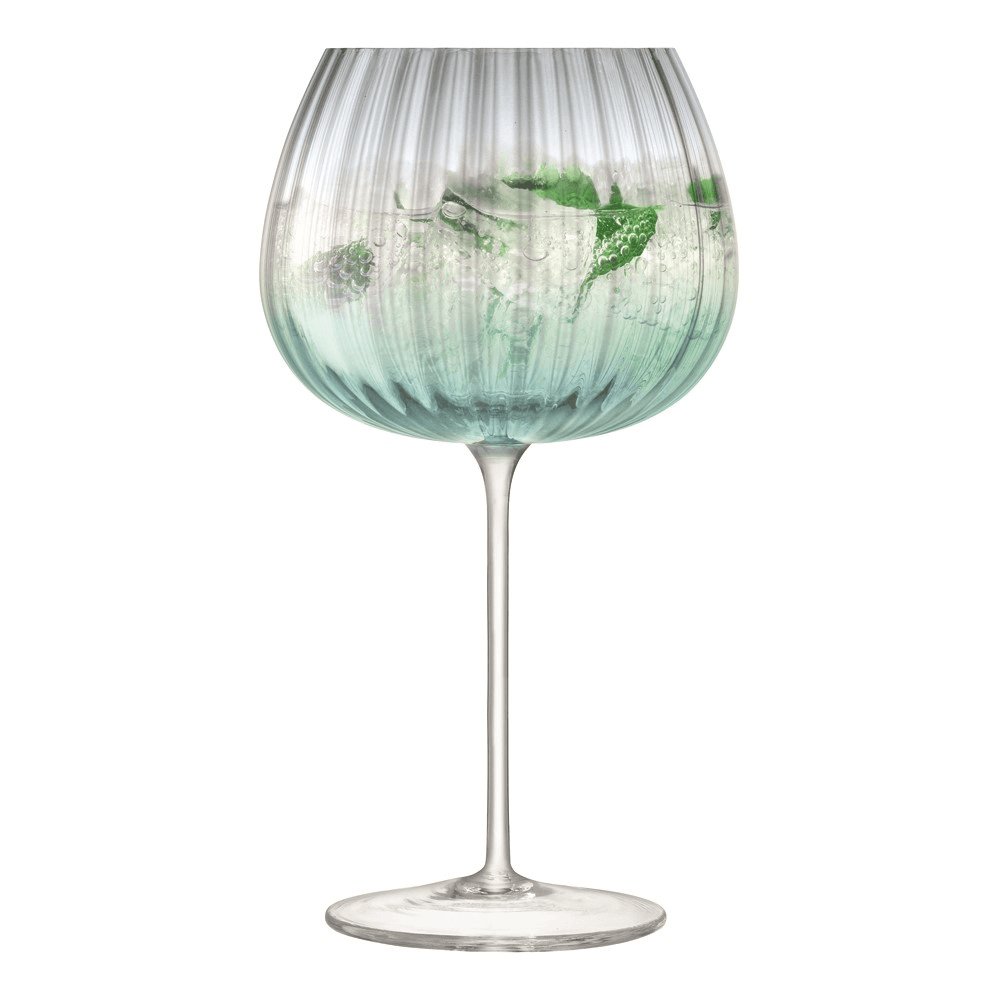 Dusk Pair of balloon goblets, H20.4 x D11.5cm, green/grey
