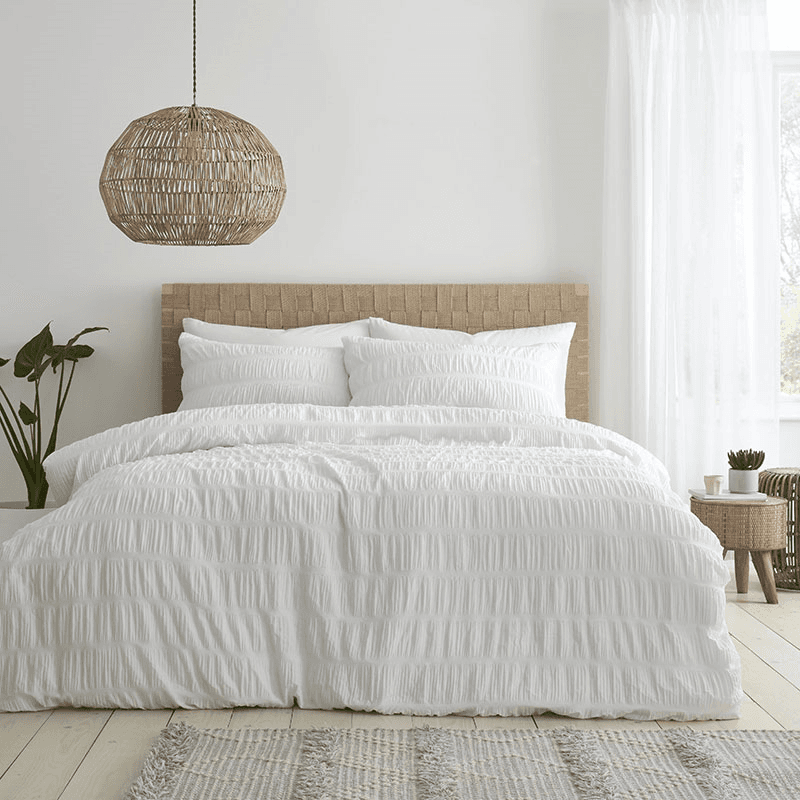 Seersucker Duvet Set, King, White
