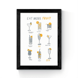 Image showing the Hanna Melin Eat More Fruit Art Print, H48 x W35.5cm, White product.