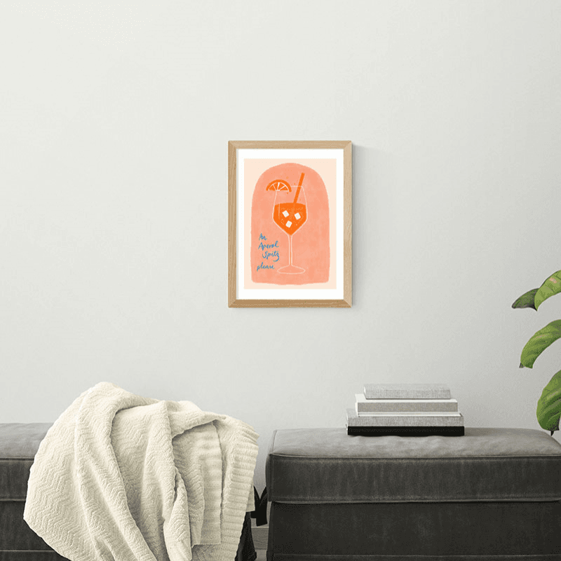 Emmy Lupin Studio Aperol Print, A3, Oak Frame