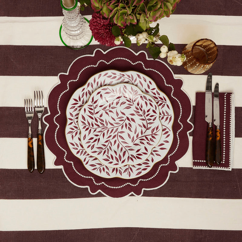 Abigail Set of 4 Placemats, D40cm, Burgandy