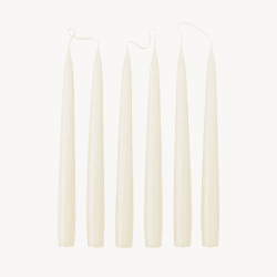 Image showing the Set of 6 Tapered Dinner Candles, H25cm, Off White product.