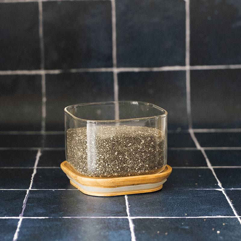 Glass Food Storage With Bamboo Lid, 500ml, Clear