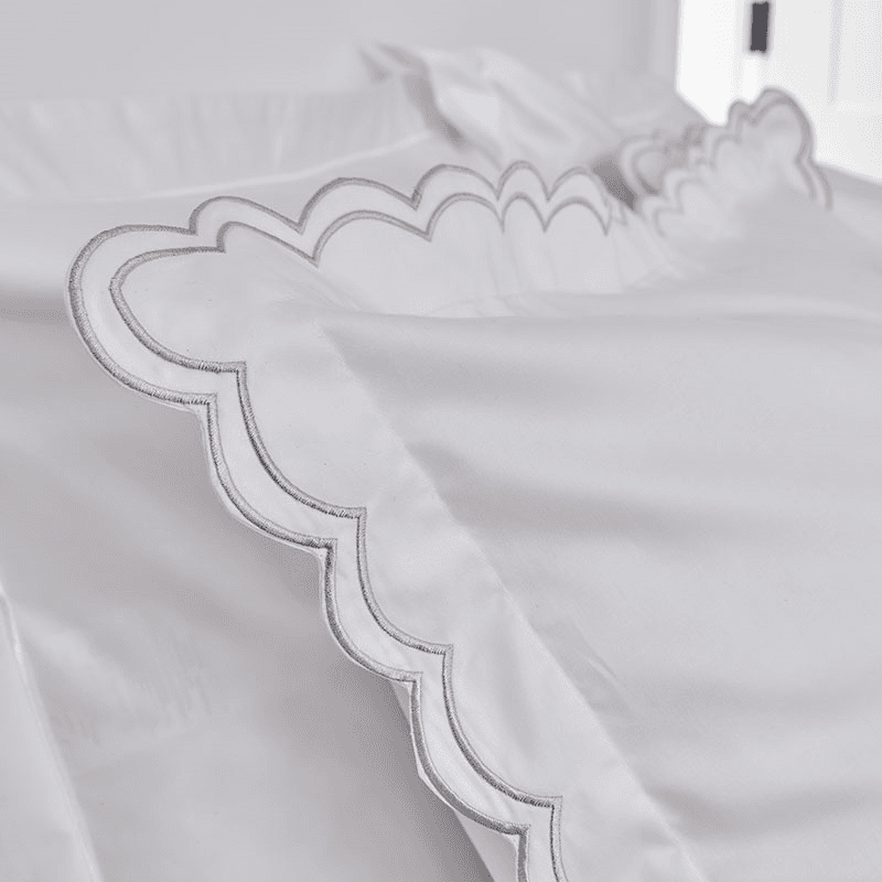 Scallop Edge Duvet Set, Super King, Silver