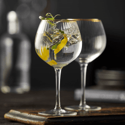 Image showing the Palermo Set of 4 Gin & Tonic Glasses, 650ml, Gold product.