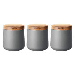 Image showing the Set of 3 Storage Canisters, D11 x H10cm, Grey product.