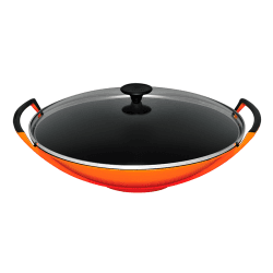 Image showing the Cast Iron Wok with glass lid, 36cm, volcanic product.