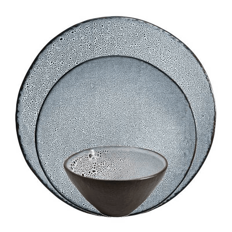 Lava 12 Piece Dinner Set, Dark Grey