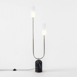 Image showing the Curve Marble Floor Lamp, H130cm, Olive Green product.