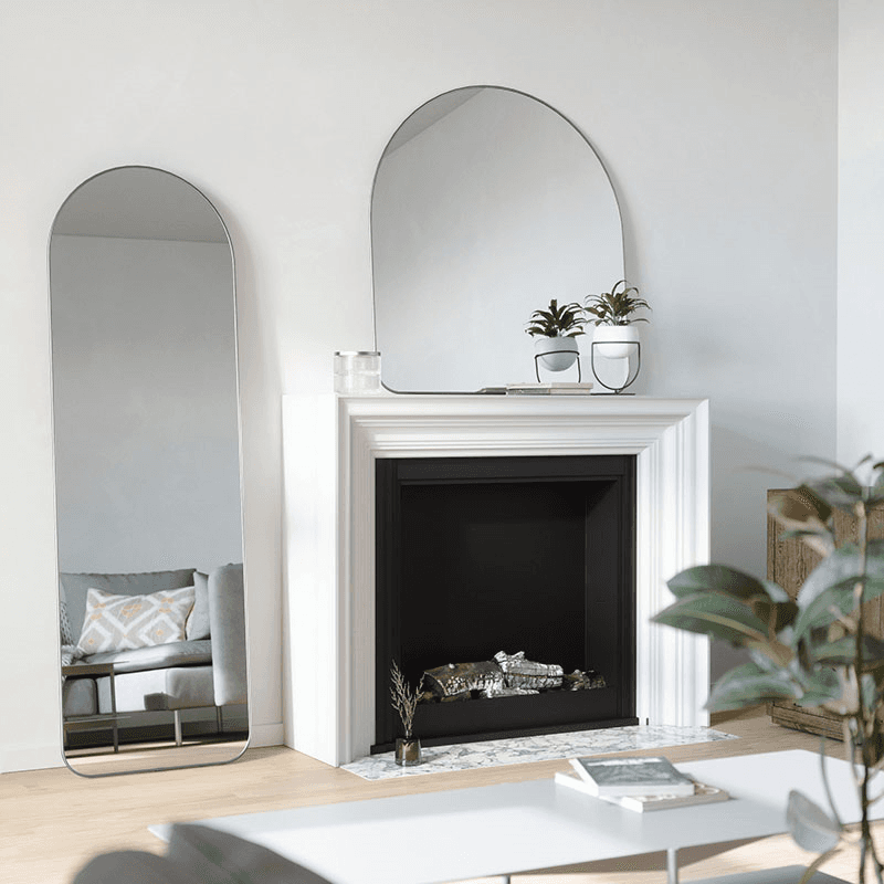 Hubba Arched Mirror, 87 x 92cm, Titanium