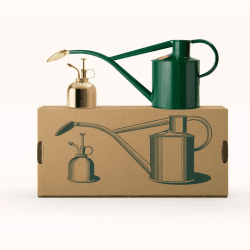 Image showing the The Rowley Ripple & Smethwick Spritzer Watering Can & Sprayer Gift Set, 1L, Green/Brass product.