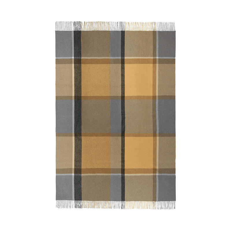 Manhattan Plaid Throw, H200cm x W130cm, Yellow/Smoked Glass