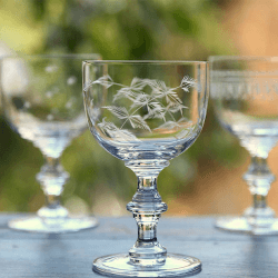 Image showing the Fern Set of 4 Patterned Crystal Wine Goblets, 250ml, Clear product.